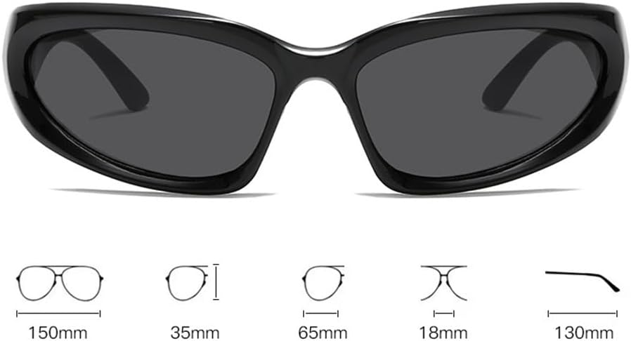Y2K Wrap Around Oval Sunglasses for Women Men.