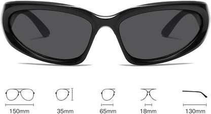 Y2K Wrap Around Oval Sunglasses for Women Men.