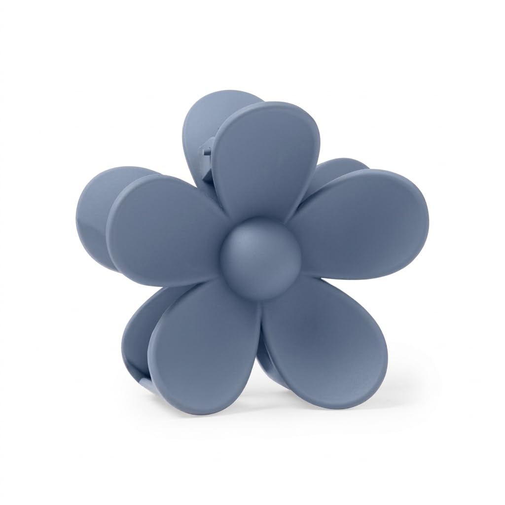 Large Flower Claw Clip in Slate Blue
