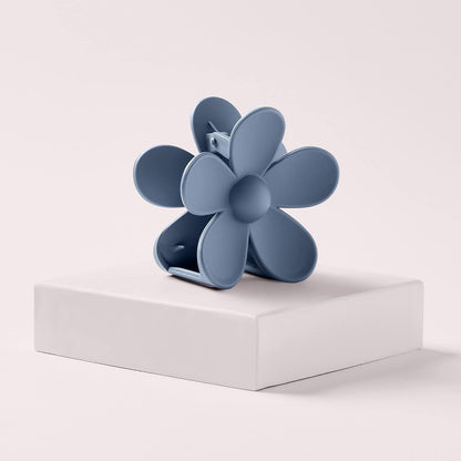 Large Flower Claw Clip in Slate Blue