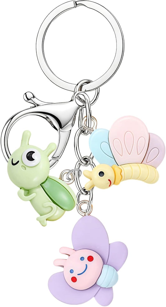 Cute Keychain Butterfly Bee Sunflower Keyring Bag Charms for Handbags Purses Backpacks Car Keys