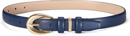 Women Belts for Jeans Dresses Pants Fashion Ladies Skinny Leather Waist Belt with Gold Buckle