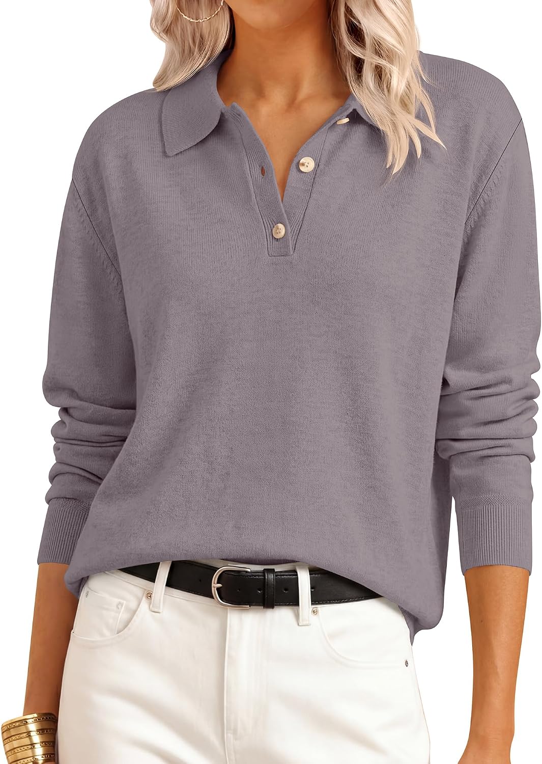 Soft Lightweight Cozy Feel. V Neck Button Shirts. Business Casual & Office Clothes.
