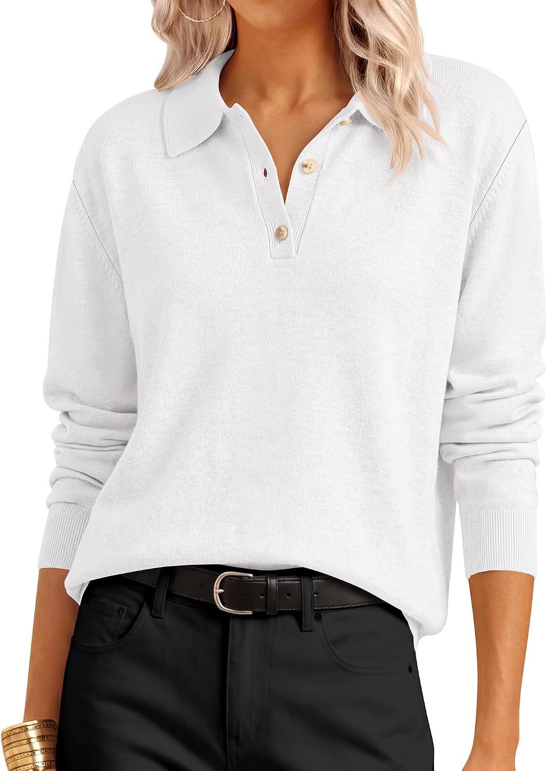 Soft Lightweight Cozy Feel. V Neck Button Shirts. Business Casual & Office Clothes.