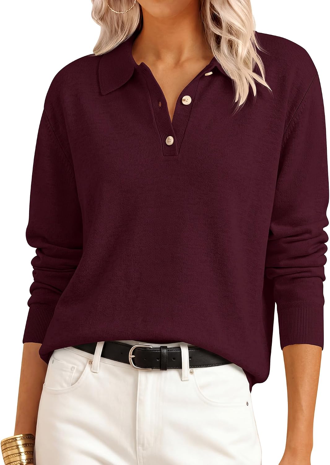 Soft Lightweight Cozy Feel. V Neck Button Shirts. Business Casual & Office Clothes.