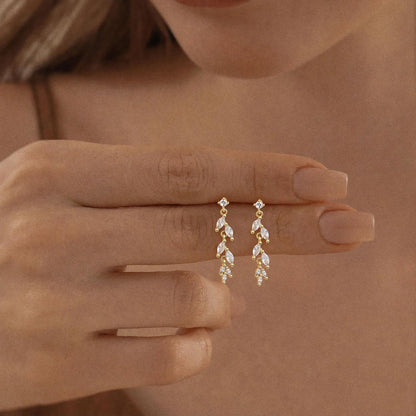 Women Silver Gold Dainty CZ Drop Earring | Trendy Small Long Dangling Wedding Bridesmaid Jewelry. Gold /Silver Plated Cubic Zirconia Cute Earring Hoop