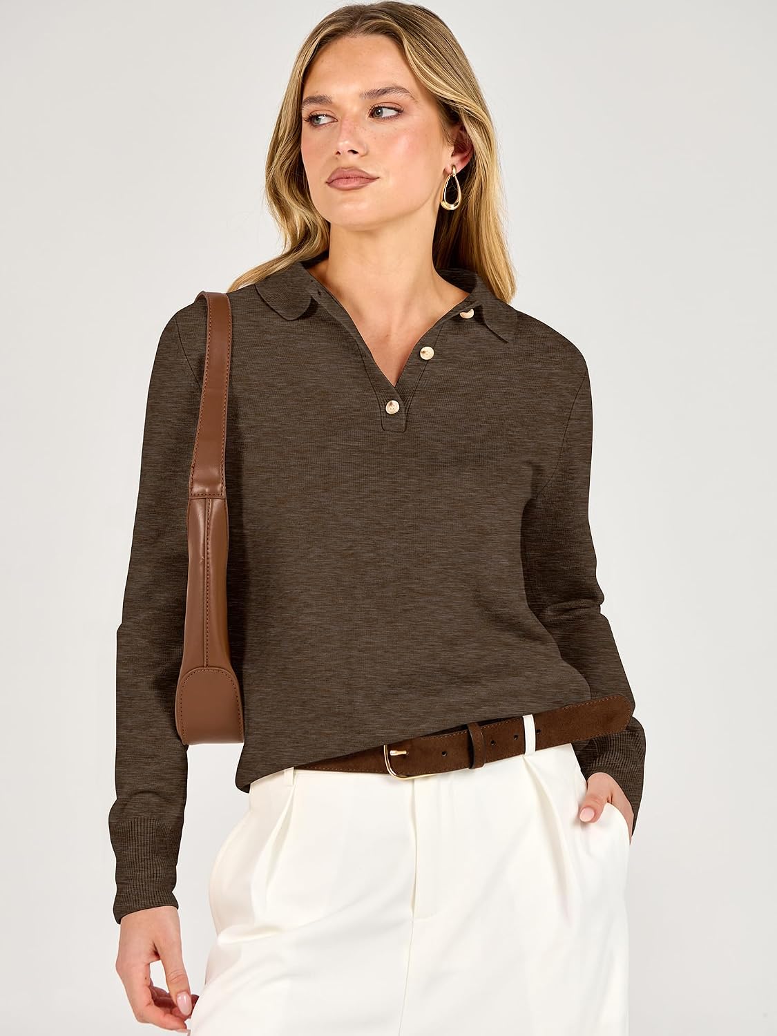 Soft Lightweight Cozy Feel. V Neck Button Shirts. Business Casual & Office Clothes.