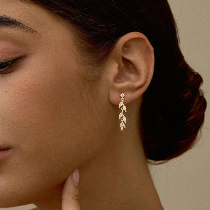 Women Silver Gold Dainty CZ Drop Earring | Trendy Small Long Dangling Wedding Bridesmaid Jewelry. Gold /Silver Plated Cubic Zirconia Cute Earring Hoop