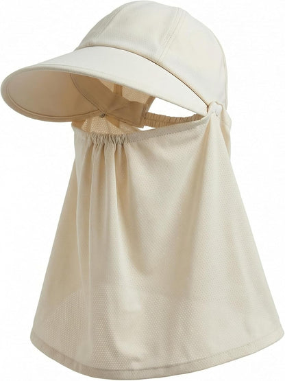 Detachable Face & Neck Cover. Hiking Gardening UPF 50+. Ponytail Friendly.