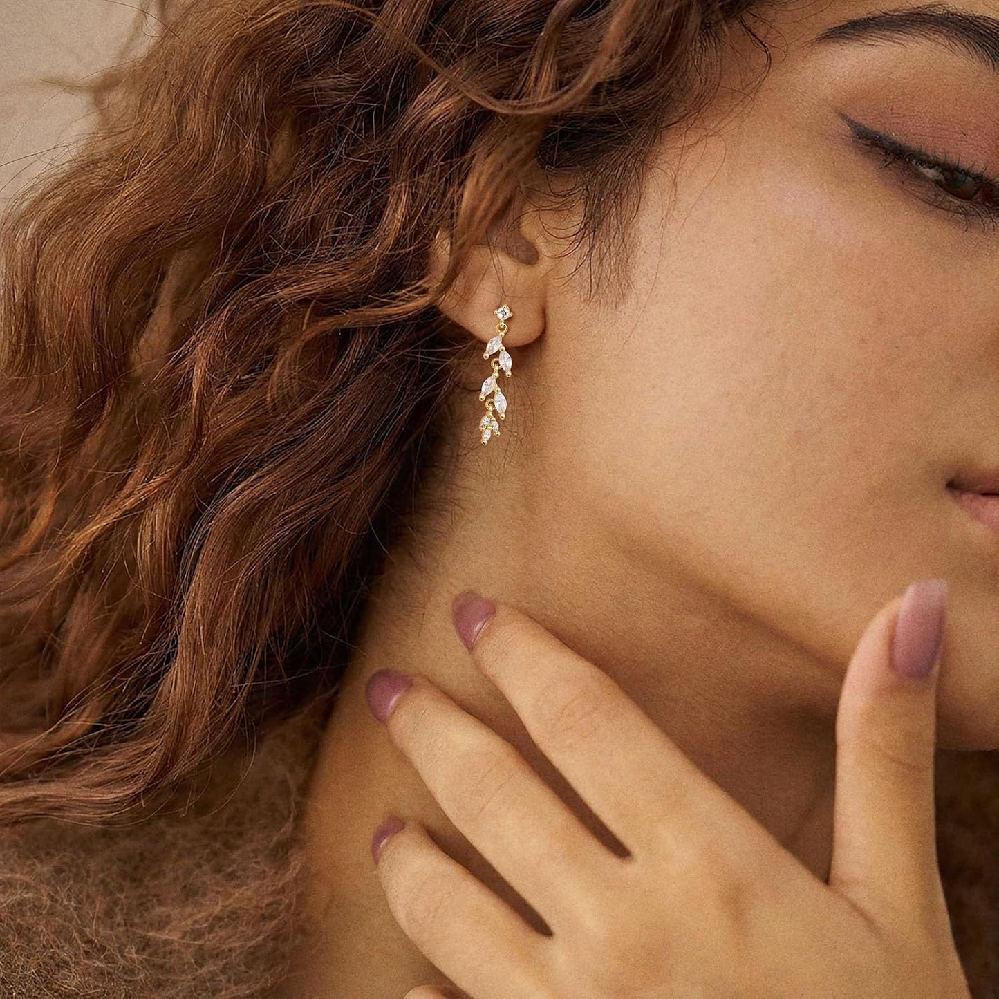Women Silver Gold Dainty CZ Drop Earring | Trendy Small Long Dangling Wedding Bridesmaid Jewelry. Gold /Silver Plated Cubic Zirconia Cute Earring Hoop