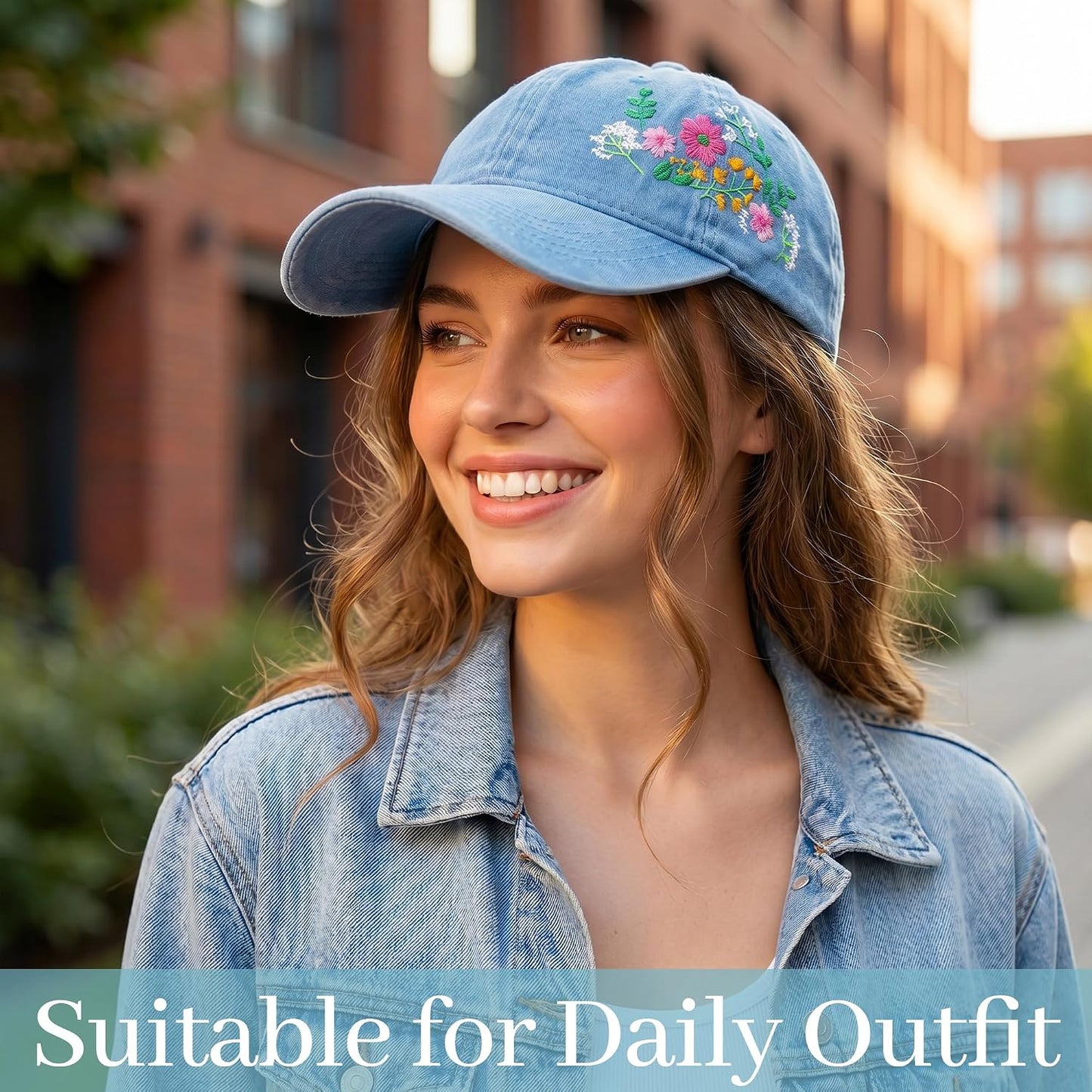 Trendy Woman's Hat. Adjustable. Soft. Breathable. Cute Flower Baseball Cap.