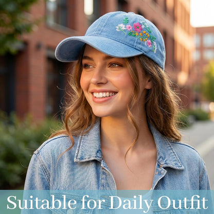 Trendy Woman's Hat. Adjustable. Soft. Breathable. Cute Flower Baseball Cap.