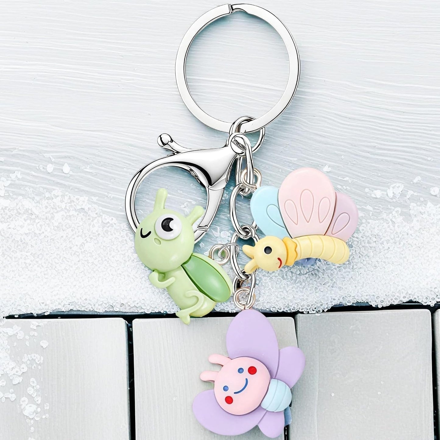 Cute Keychain Butterfly Bee Sunflower Keyring Bag Charms for Handbags Purses Backpacks Car Keys