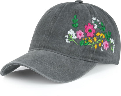 Trendy Woman's Hat. Adjustable. Soft. Breathable. Cute Flower Baseball Cap.