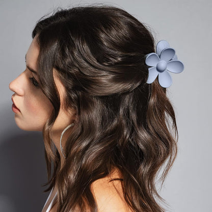 Large Flower Claw Clip in Slate Blue