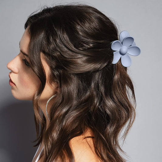Large Flower Claw Clip in Slate Blue