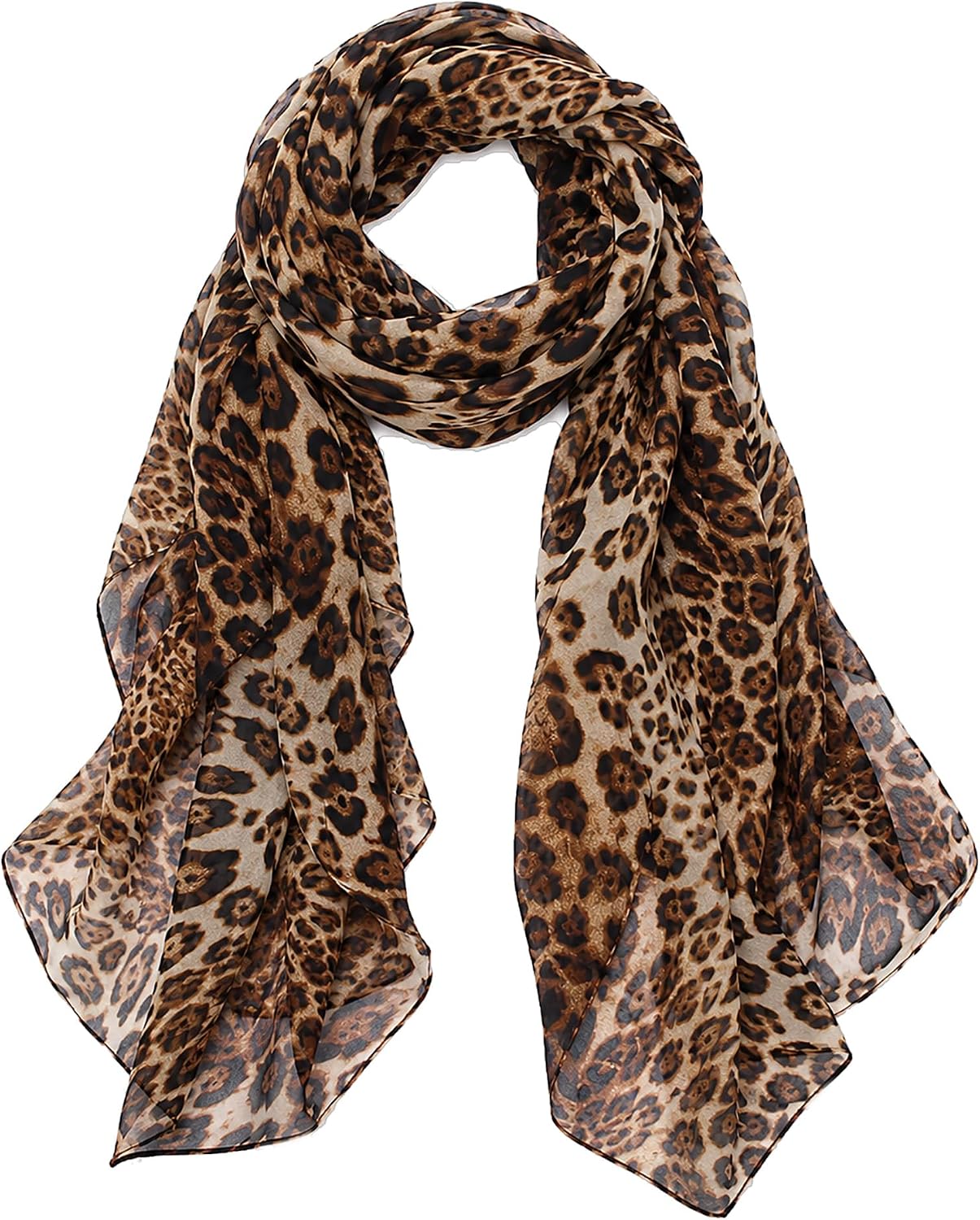 Women Leopard Print Silk Feel Neck Scarf Bandana Shawl Rave Scarves | Cheetah Print Silk Feel Neck Scarf Bandana Shawl Chiffon Satin Lightweight Soft Scarves for