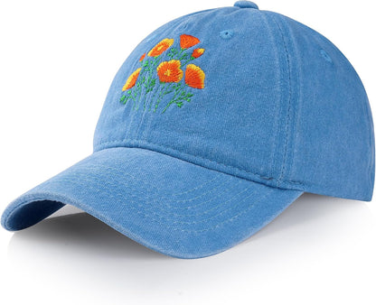 Trendy Woman's Hat. Adjustable. Soft. Breathable. Cute Flower Baseball Cap.