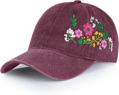 Trendy Woman's Hat. Adjustable. Soft. Breathable. Cute Flower Baseball Cap.