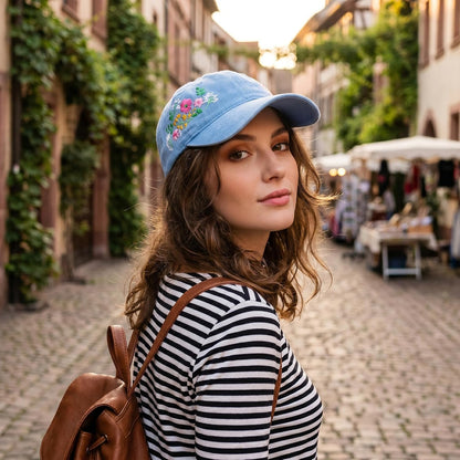 Trendy Woman's Hat. Adjustable. Soft. Breathable. Cute Flower Baseball Cap.