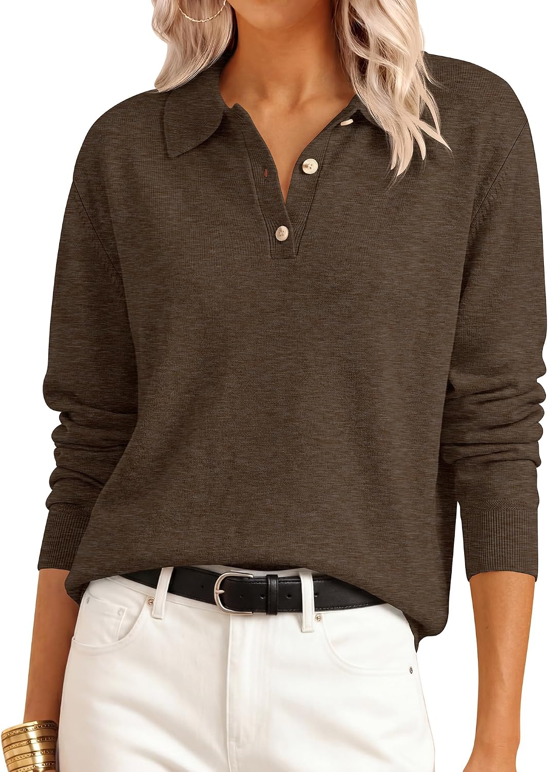 Soft Lightweight Cozy Feel. V Neck Button Shirts. Business Casual & Office Clothes.