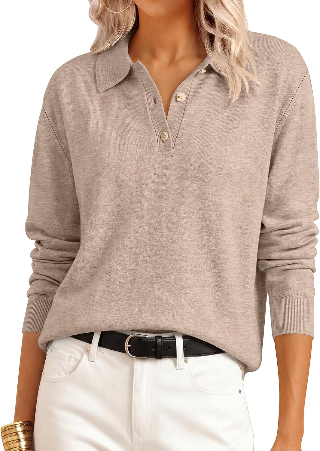 Soft Lightweight Cozy Feel. V Neck Button Shirts. Business Casual & Office Clothes.