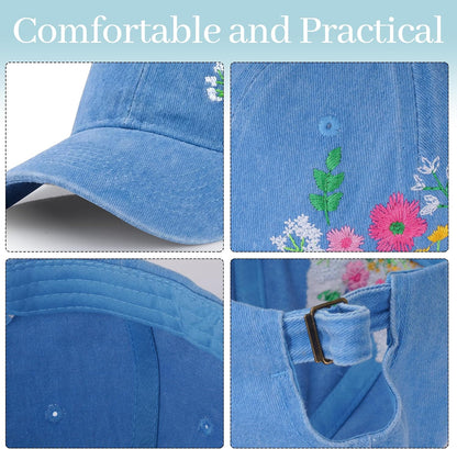 Trendy Woman's Hat. Adjustable. Soft. Breathable. Cute Flower Baseball Cap.
